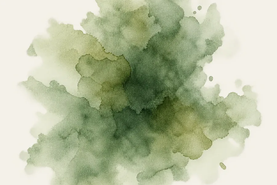 A soft watercolour field in muted sage and green